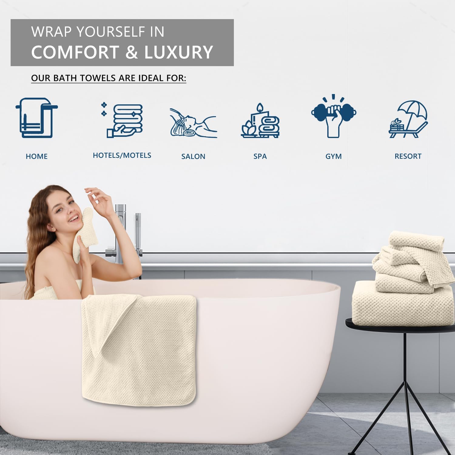 MAGGEA 8 Piece Premium Bathroom Towel Set 1