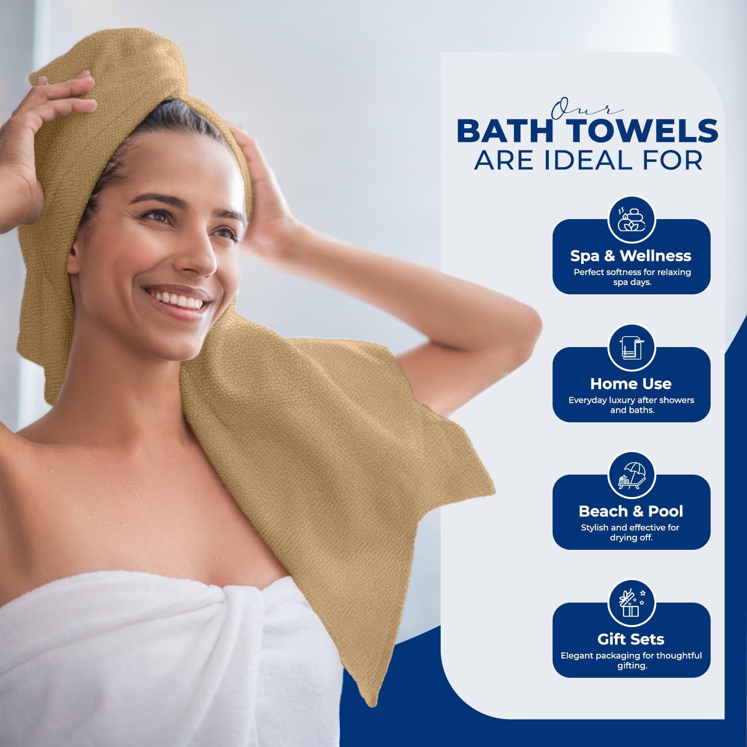 DAN RIVER 4 Pack Bath Towels 24x48 Inches Tan