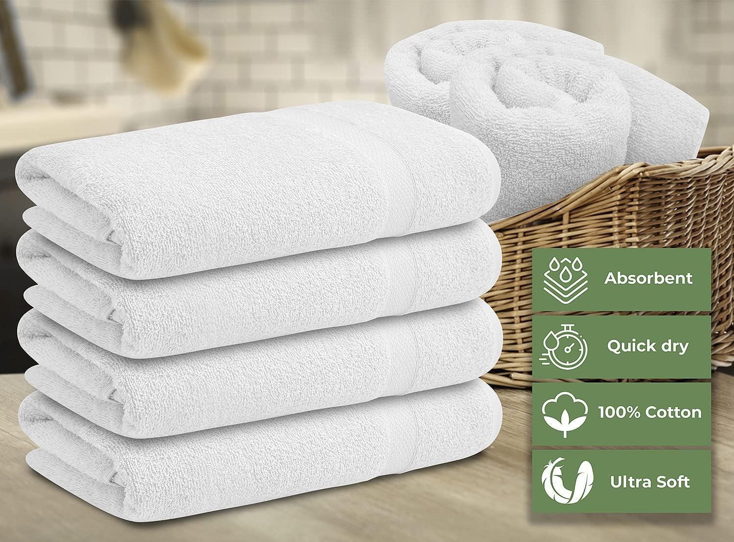 ARC HOME 100 Cotton Bath Towels Pack of 6