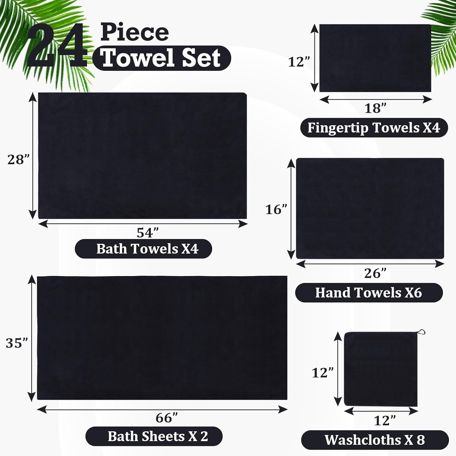 Mixweer 24 Piece Oversized Microfiber Towel Set
