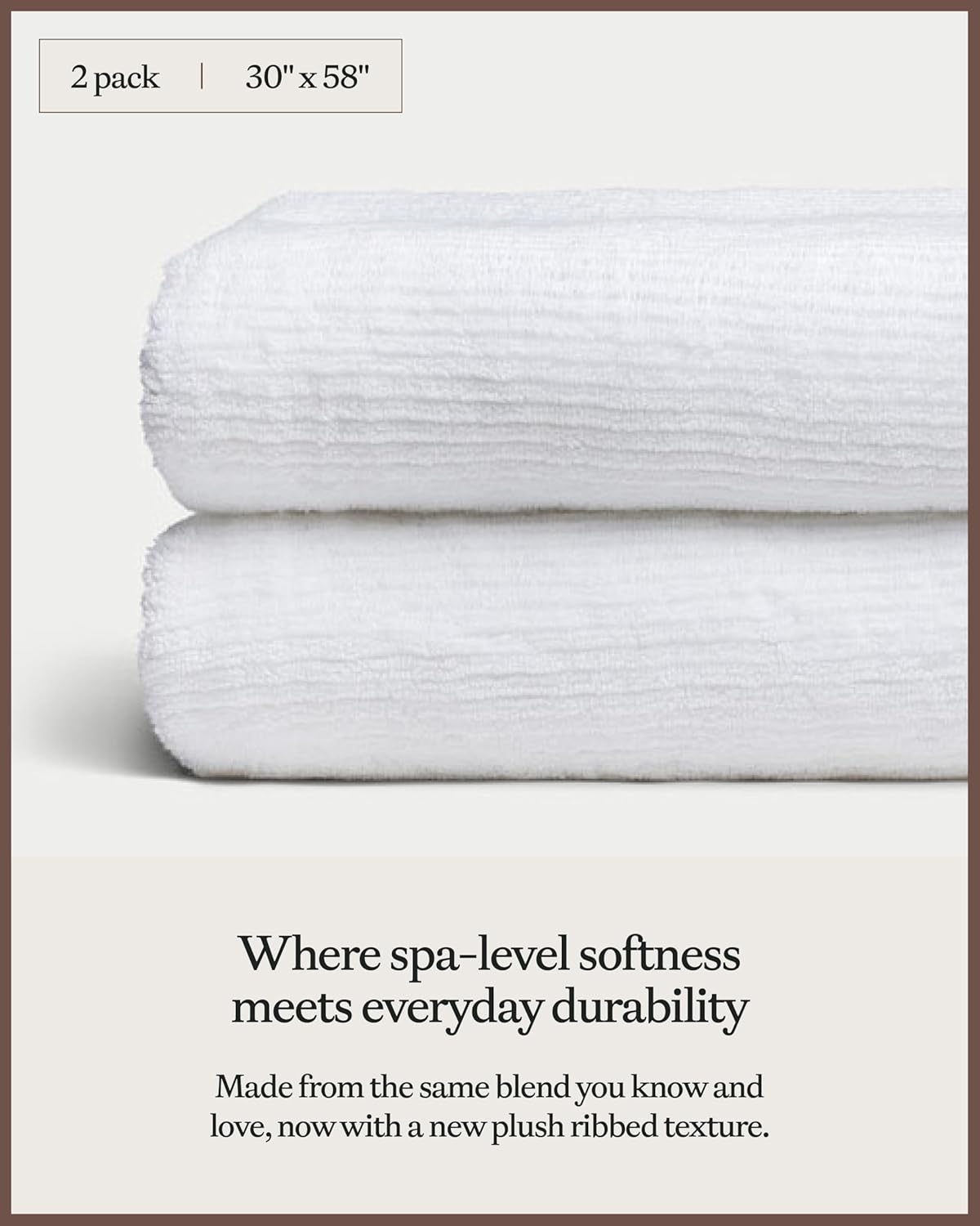 Cozy Earth Ribbed Bath Towel Set 2 Pack