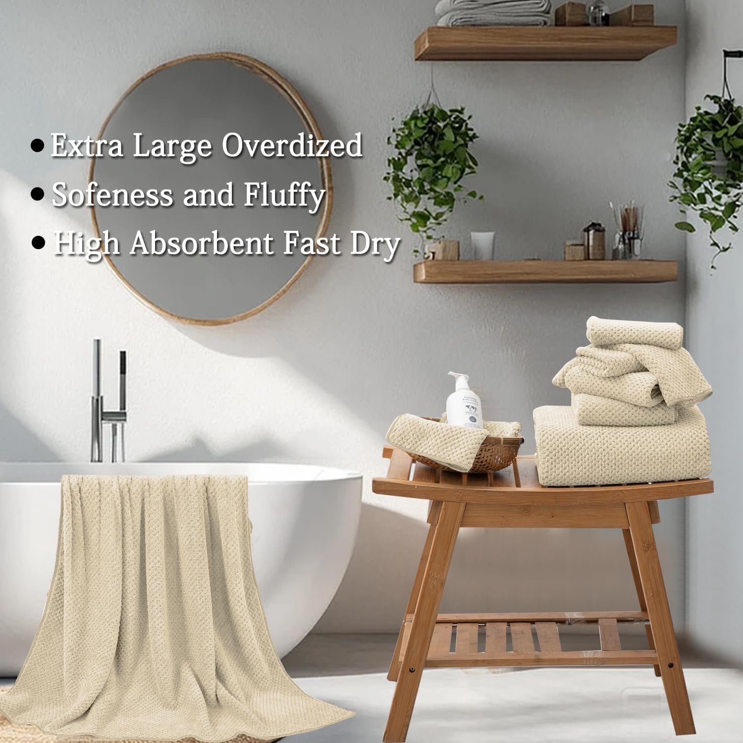 Hailea 4-Pack Bath Towels Set - 35x70 Inches