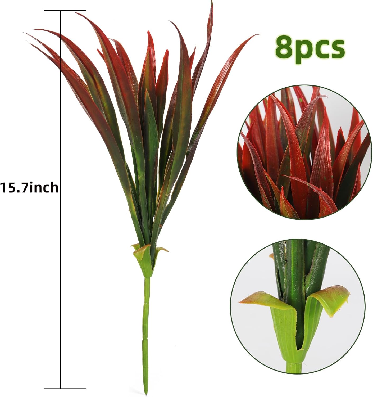 RECUTMS 12 Bundles Artificial Flowers 8Pcs Fake Grass for Outdoor