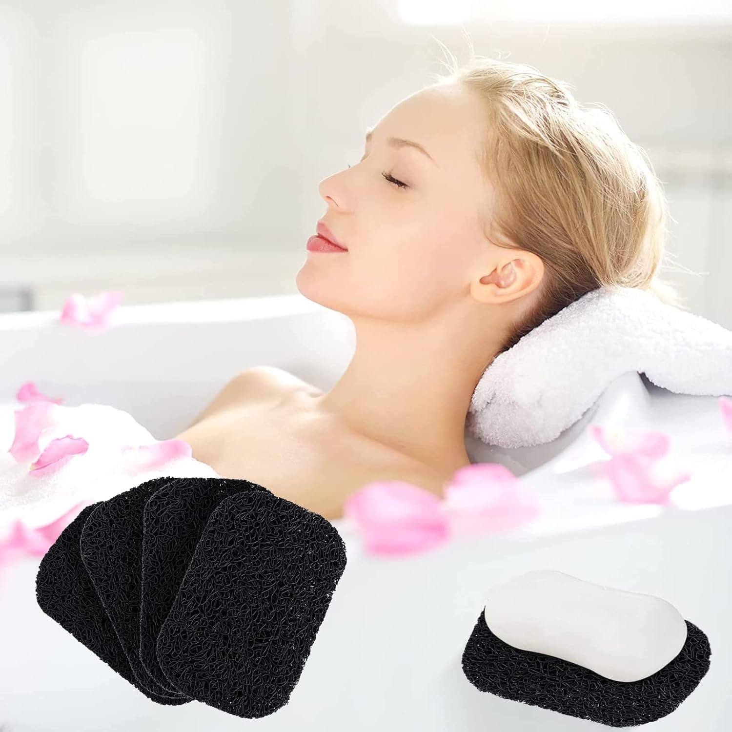 4PCS Black Soap Saver Holder for Shower and Kitchen