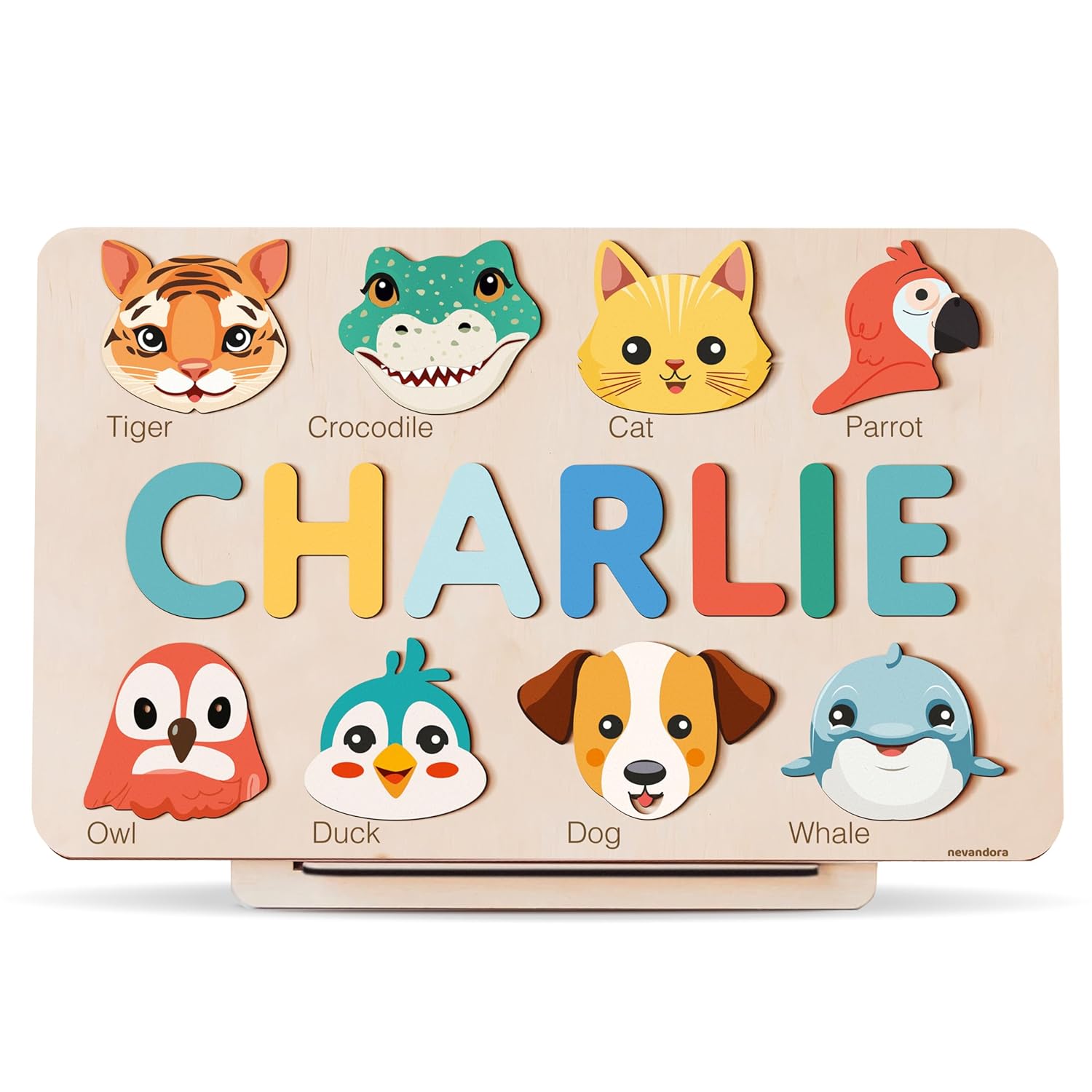 Nevandora Personalized Wooden Name Puzzle for Toddlers