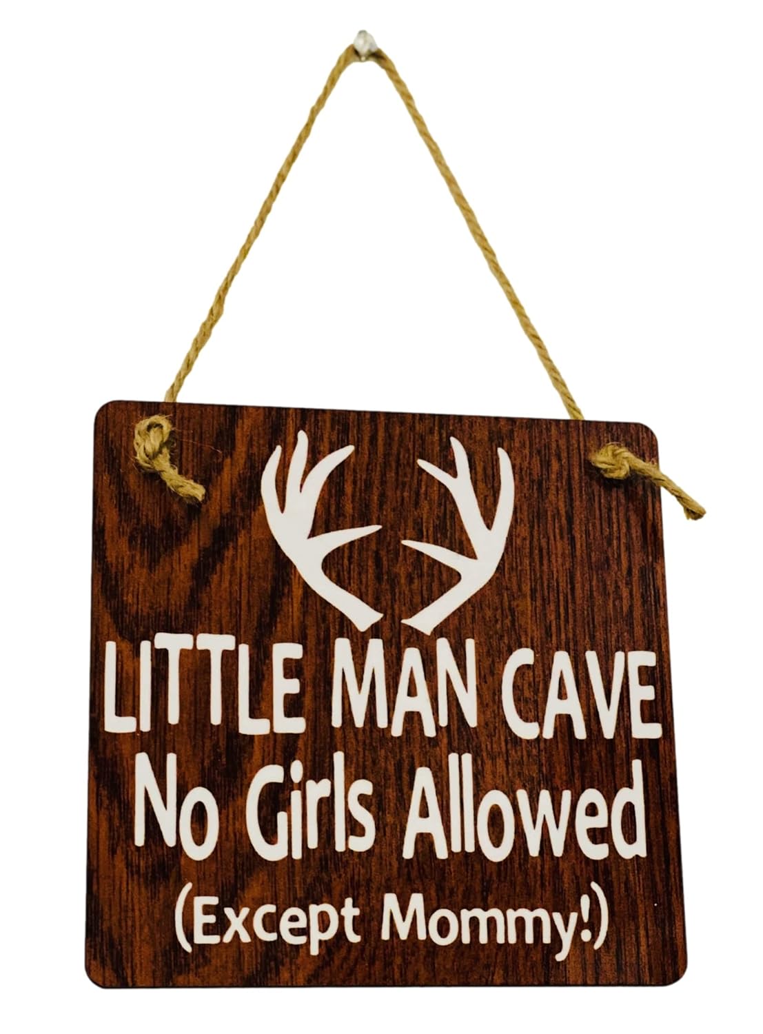 Little Man Cave No Girls Allowed Door Hanger - Antlers