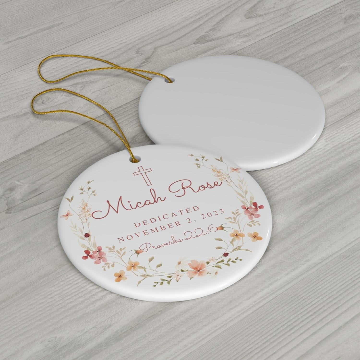 Personalized Baby Dedication Porcelain Ornament