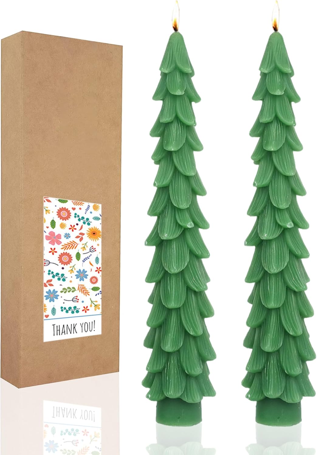 LPUSA Christmas Tree Taper Candles Hunter Green 105inch Set of 2