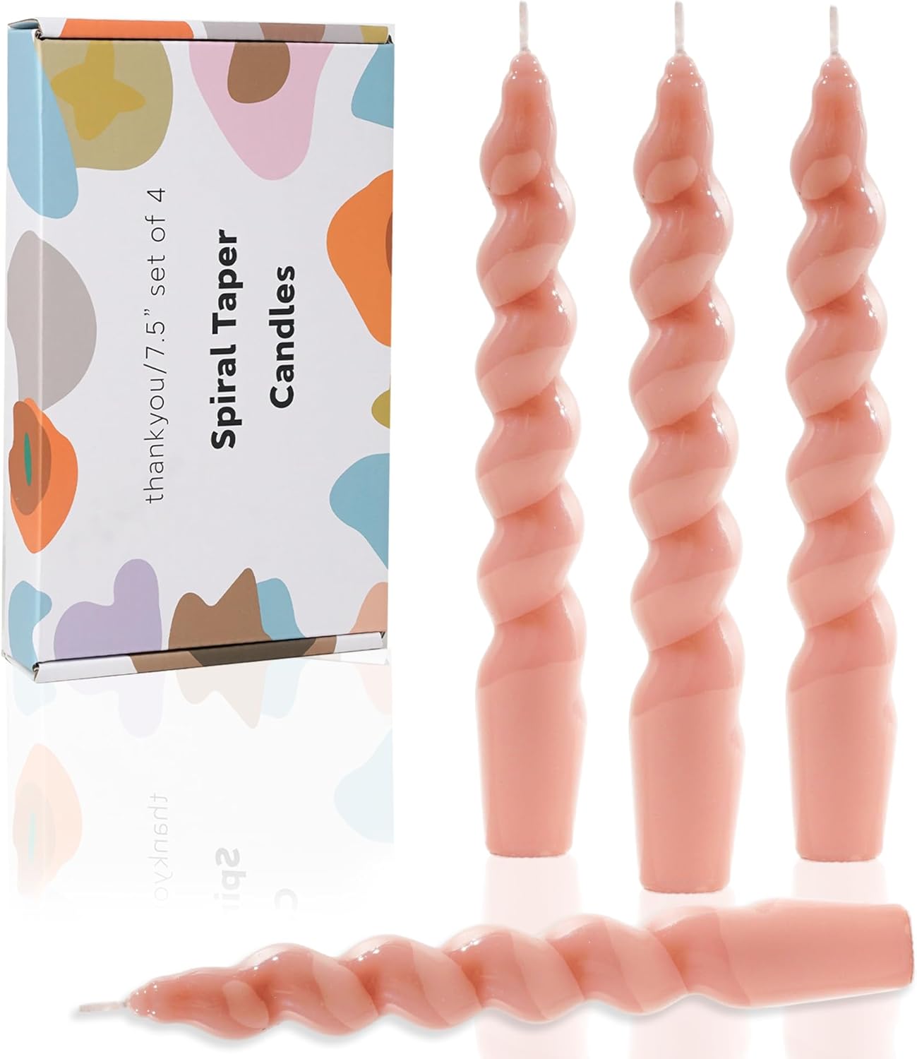 LPUSA Deep Blush Spiral Taper Candles 4pcs 75 Inch Dripless 1