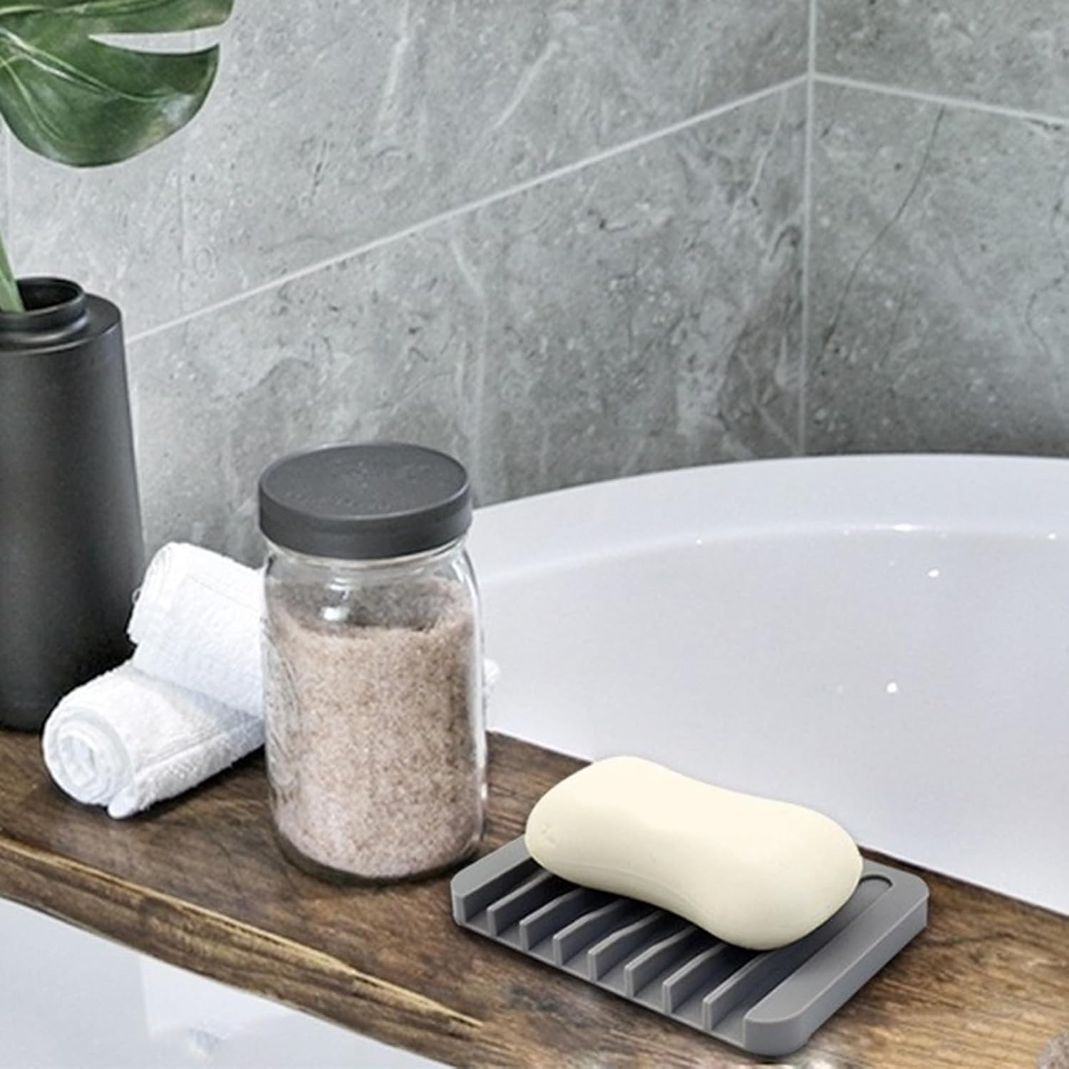 Self-Draining Silicone Soap Holder for Bathroom Kitchen
