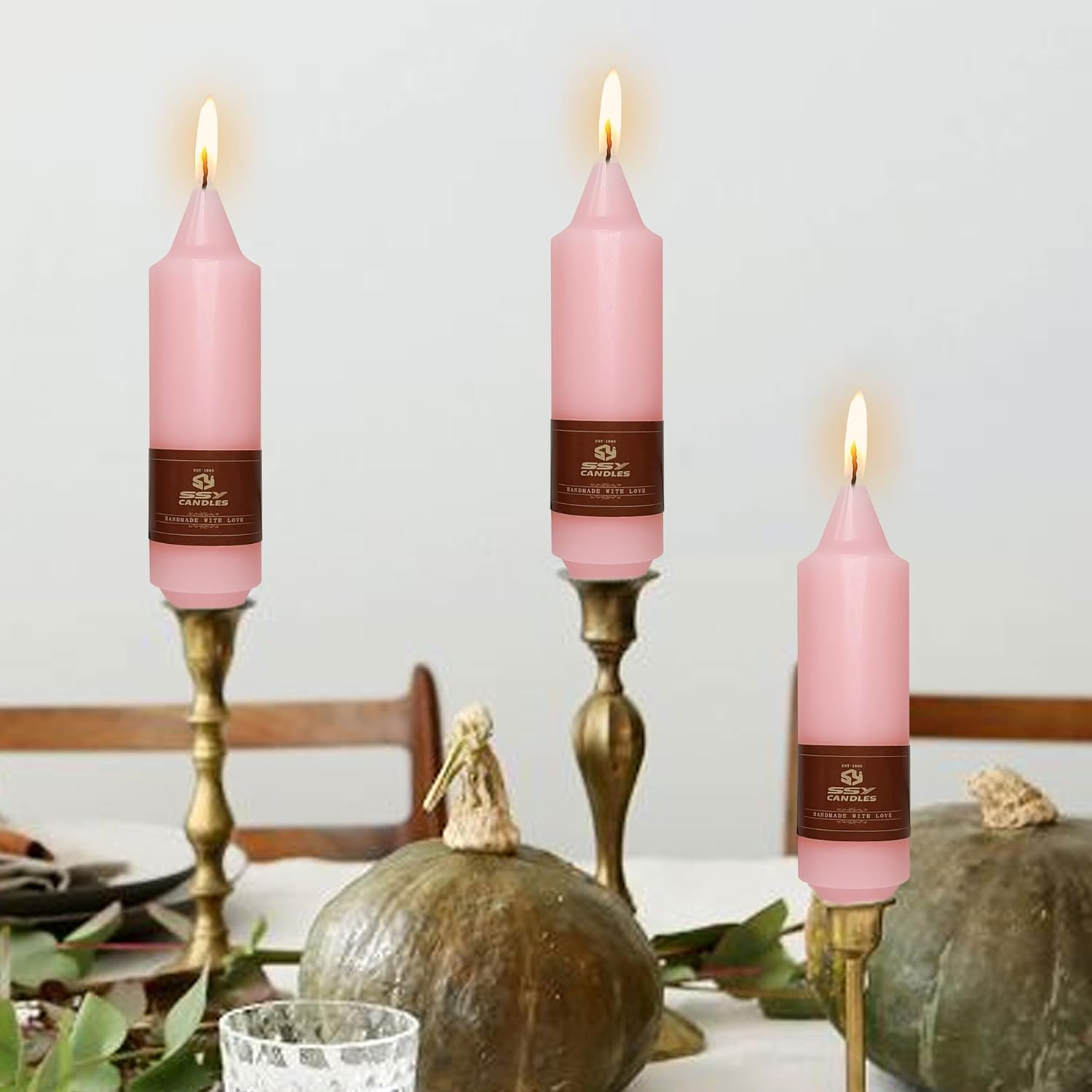 NJAO HOO Pink Taper Candle Set 4 Pack