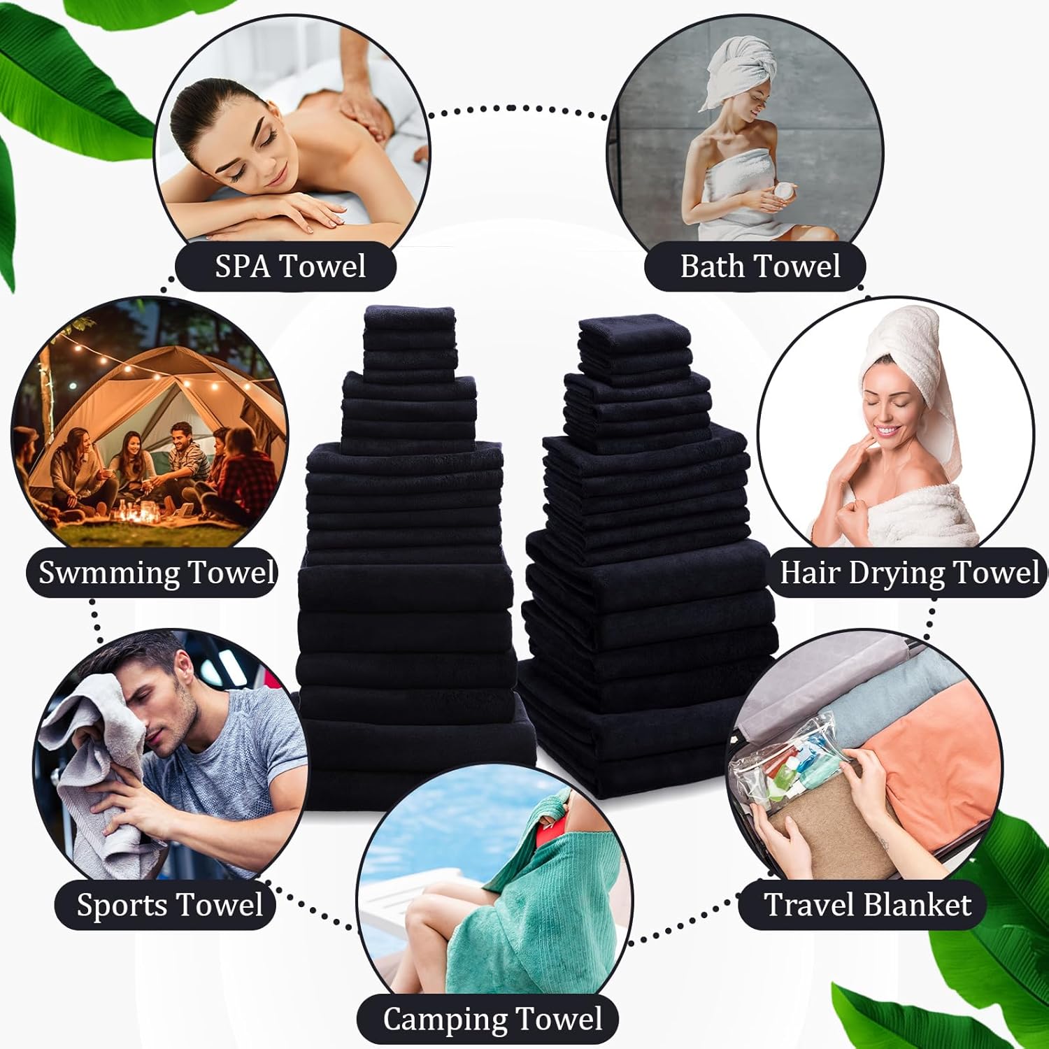 Mixweer 24 Piece Oversized Microfiber Towel Set