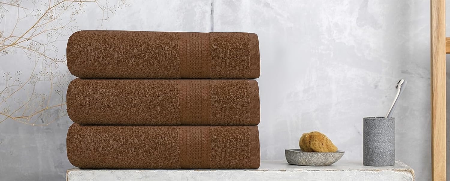 TEXCRAFT Bath Towel Set of 6 24 x 48 Inch Cotton Terry Towels