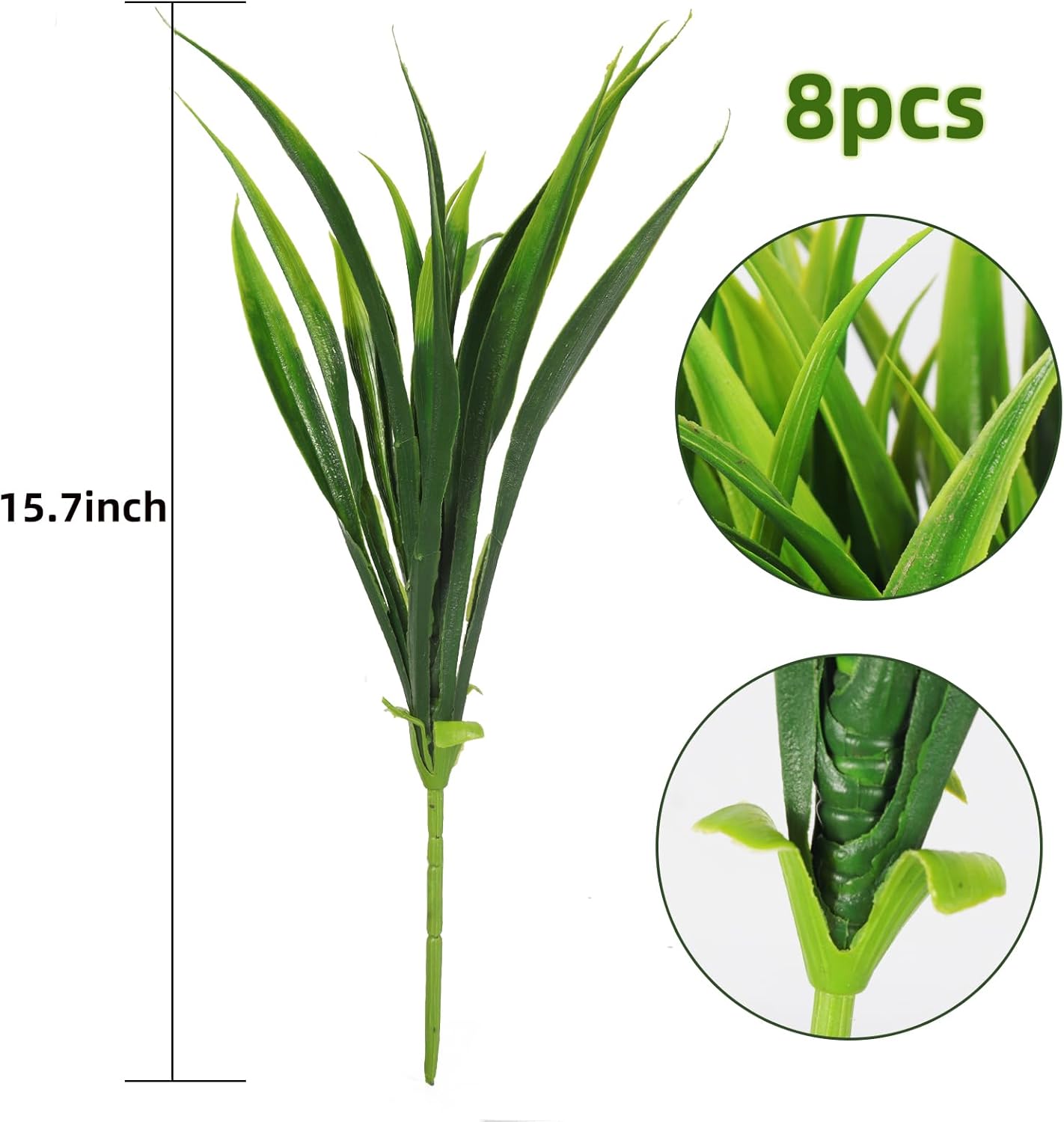 RECUTMS 12 Bundles Artificial Flowers 8Pcs Fake Grass for Outdoor 1