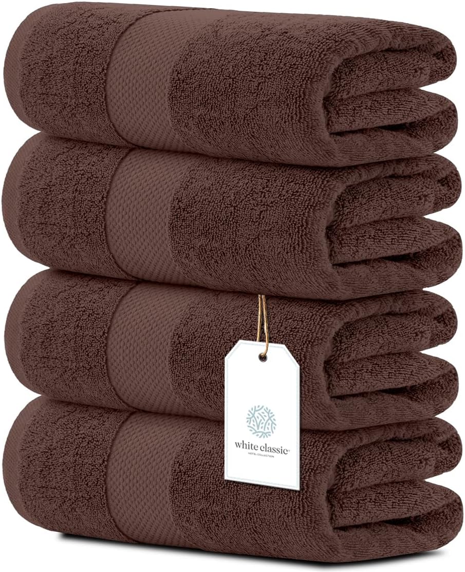 White Classic Luxury Bath Towels 30x56 4 Pack