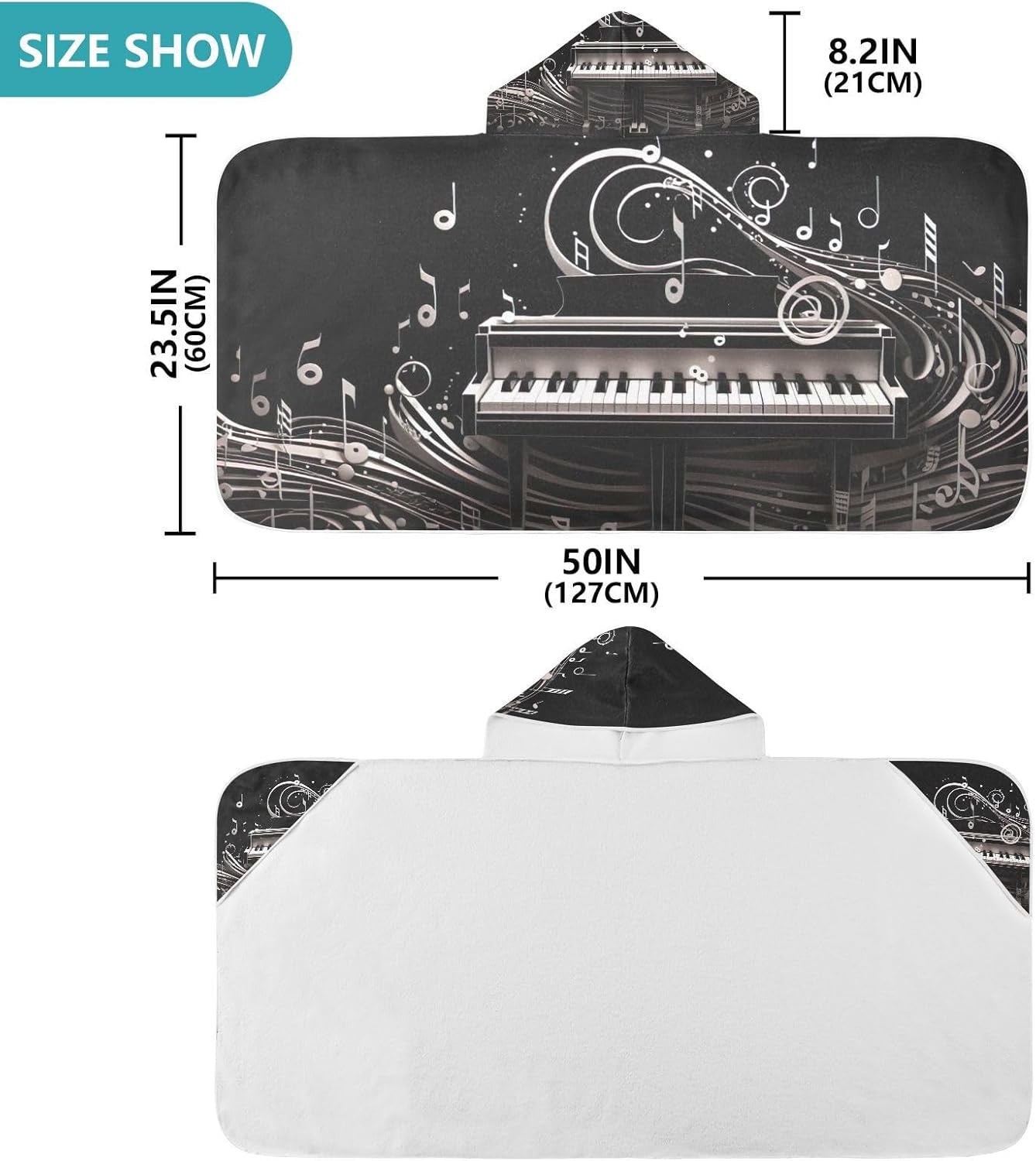 CHIFIGNO Personalized Musical Piano Notes Toddler Baby Bath Towel