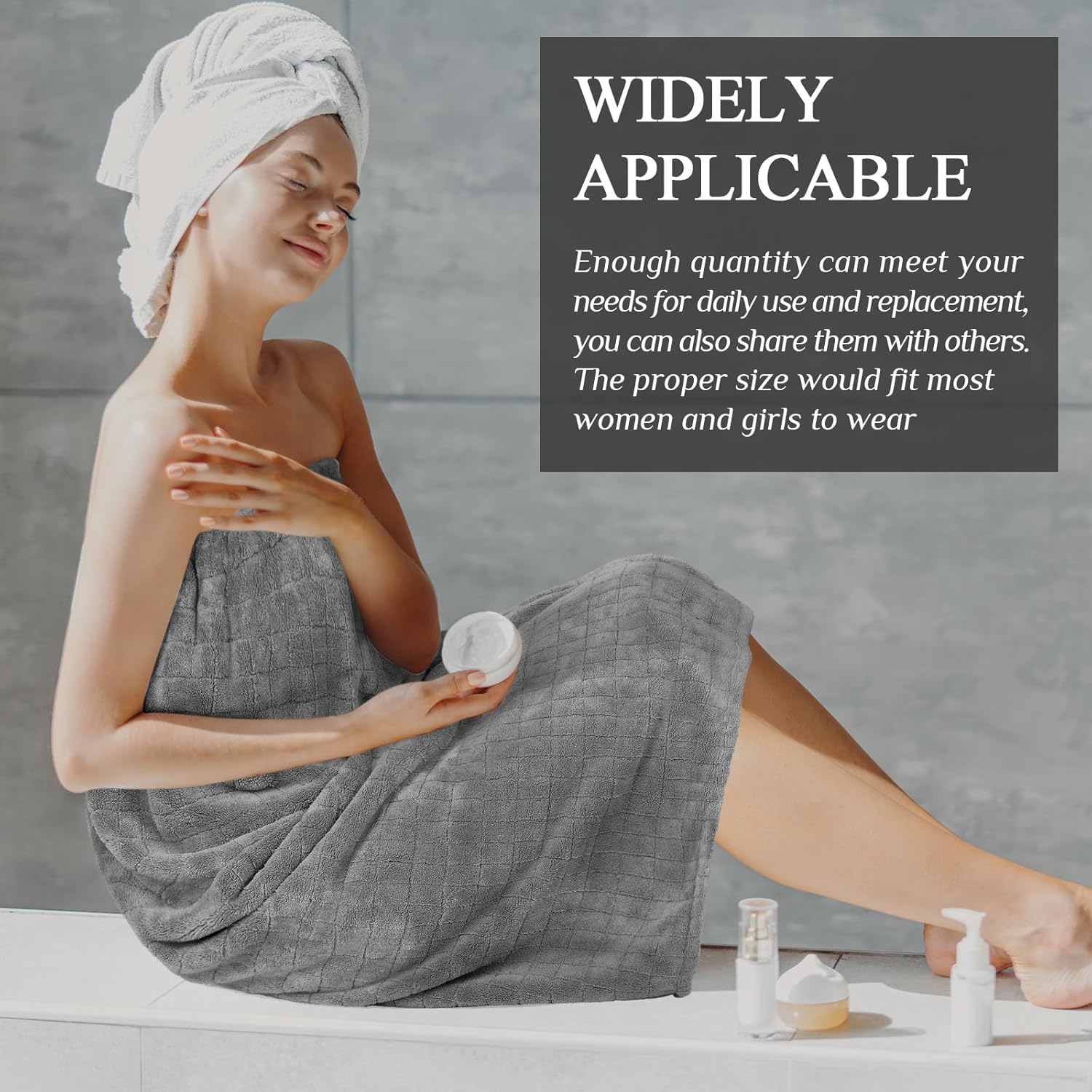 Tigeen 4-Pack Spa Towel Wraps for Women Adjustable Elastic Bath Robe