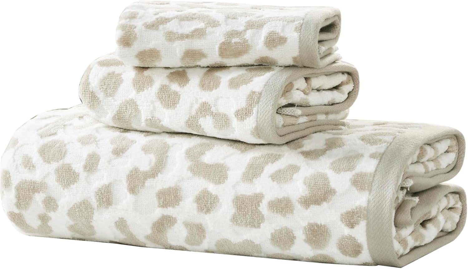 Leopard Print 3-Piece Bath Towel Set Tan