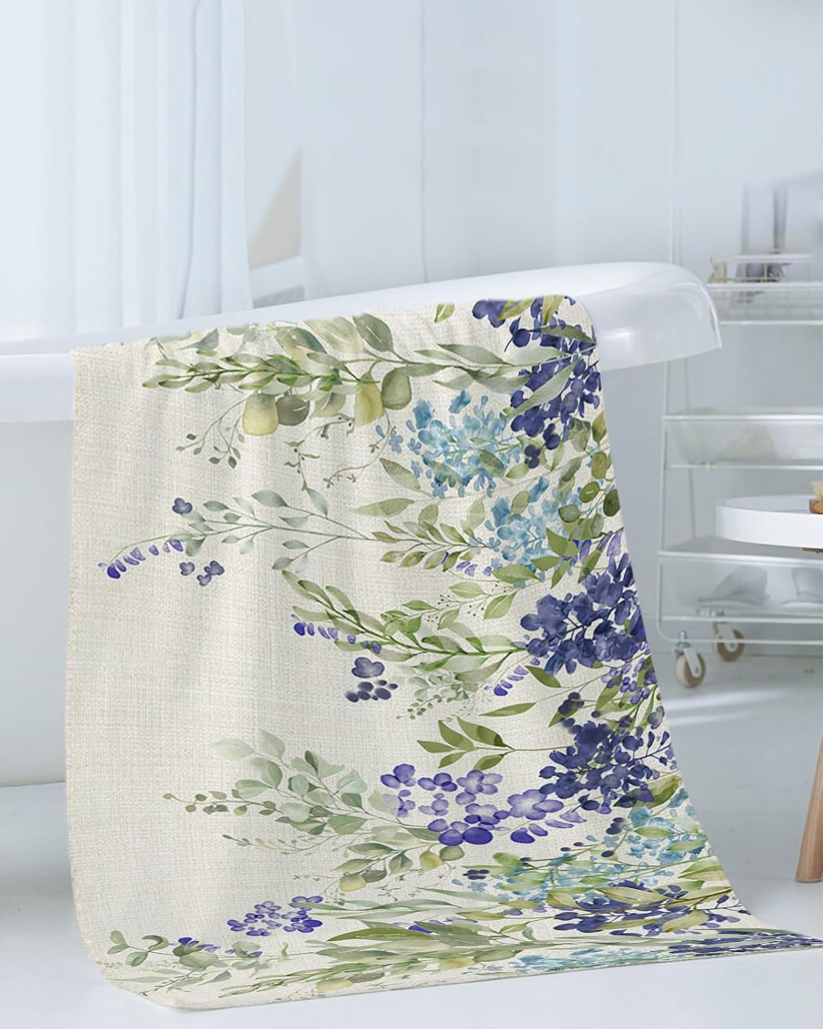 Smile Sunflower 3-Piece Bath Towel Set Wisteria Pattern Linen Texture