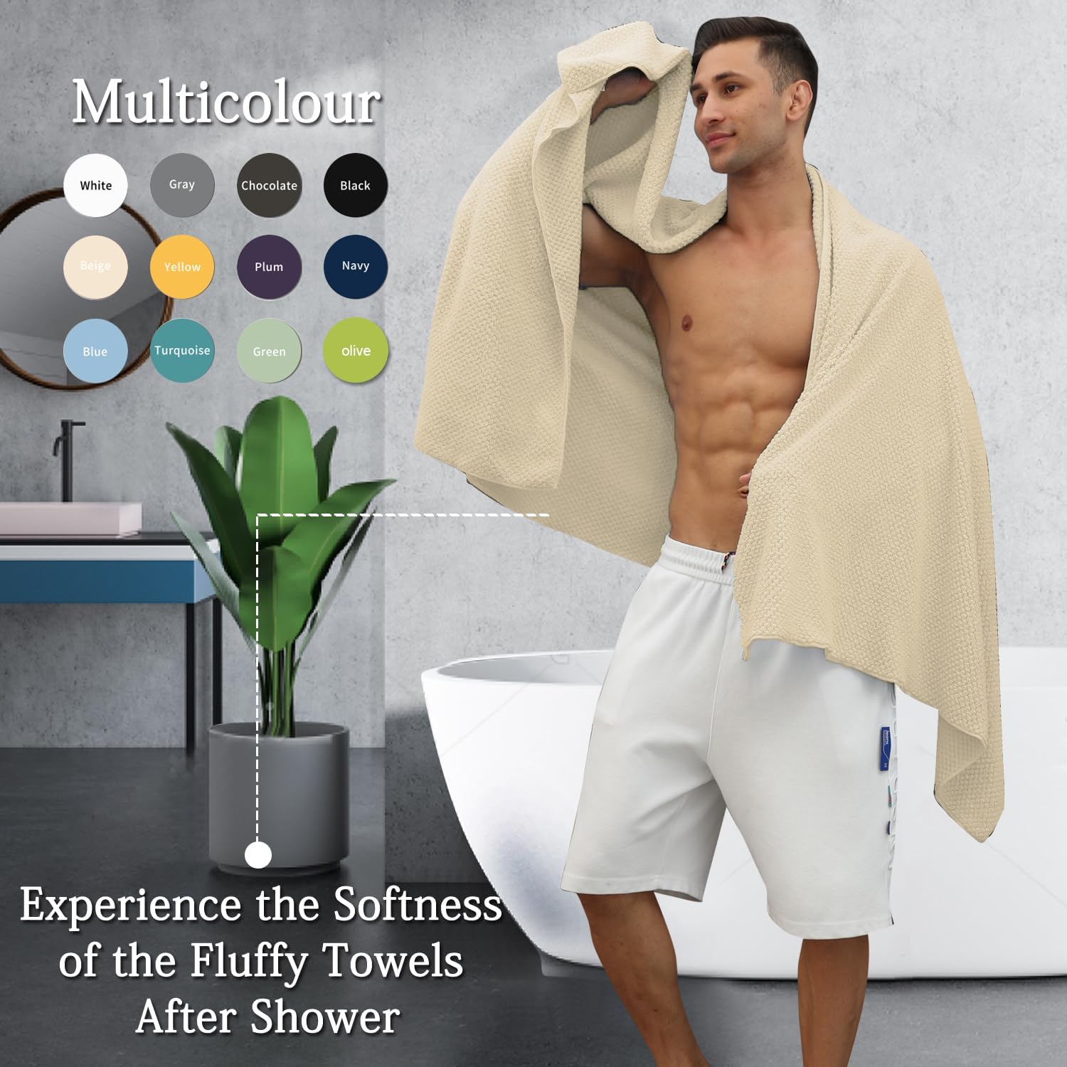 Hailea 4-Pack Bath Towels Set - 35x70 Inches
