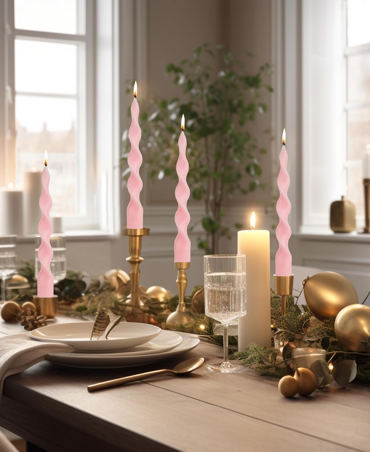 98 Inch Ivory Spiral Taper Candles Set of 4