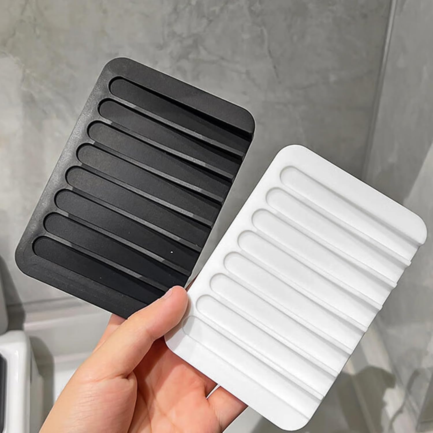 Self-Draining Silicone Soap Holder for Bathroom Kitchen