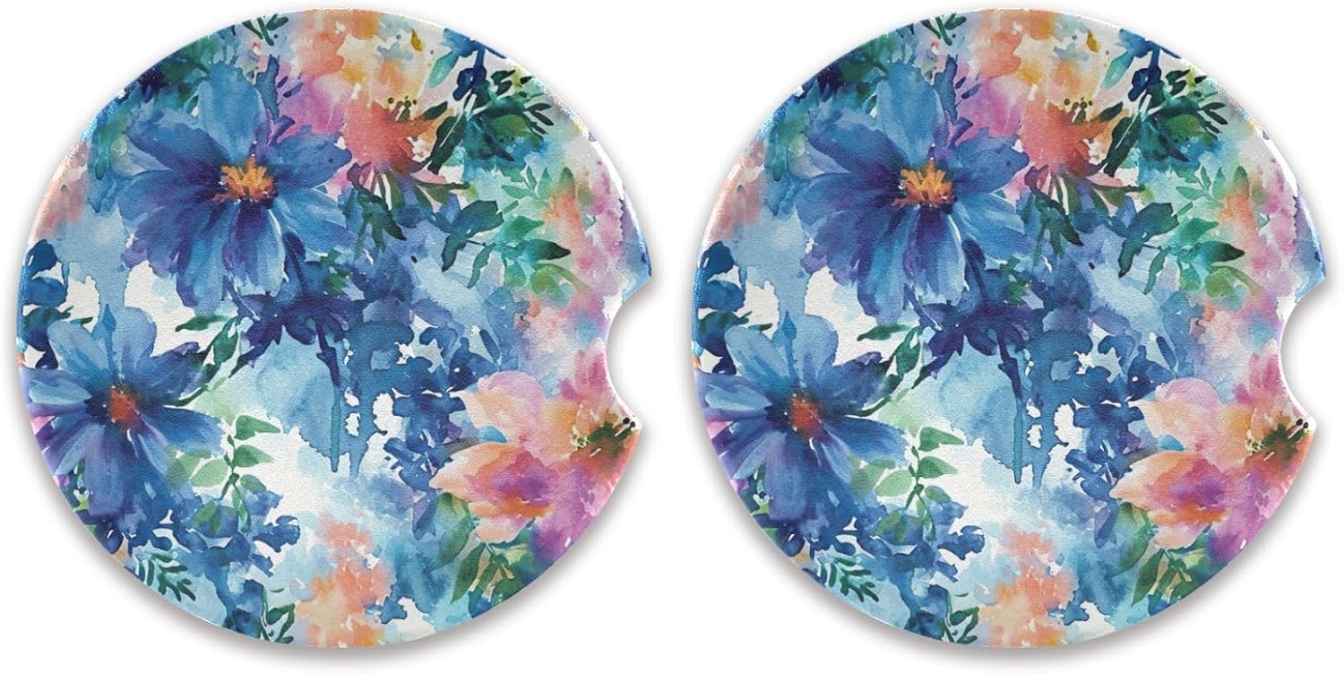 Wild Flower Car Cup Holder Coasters 2 Pack