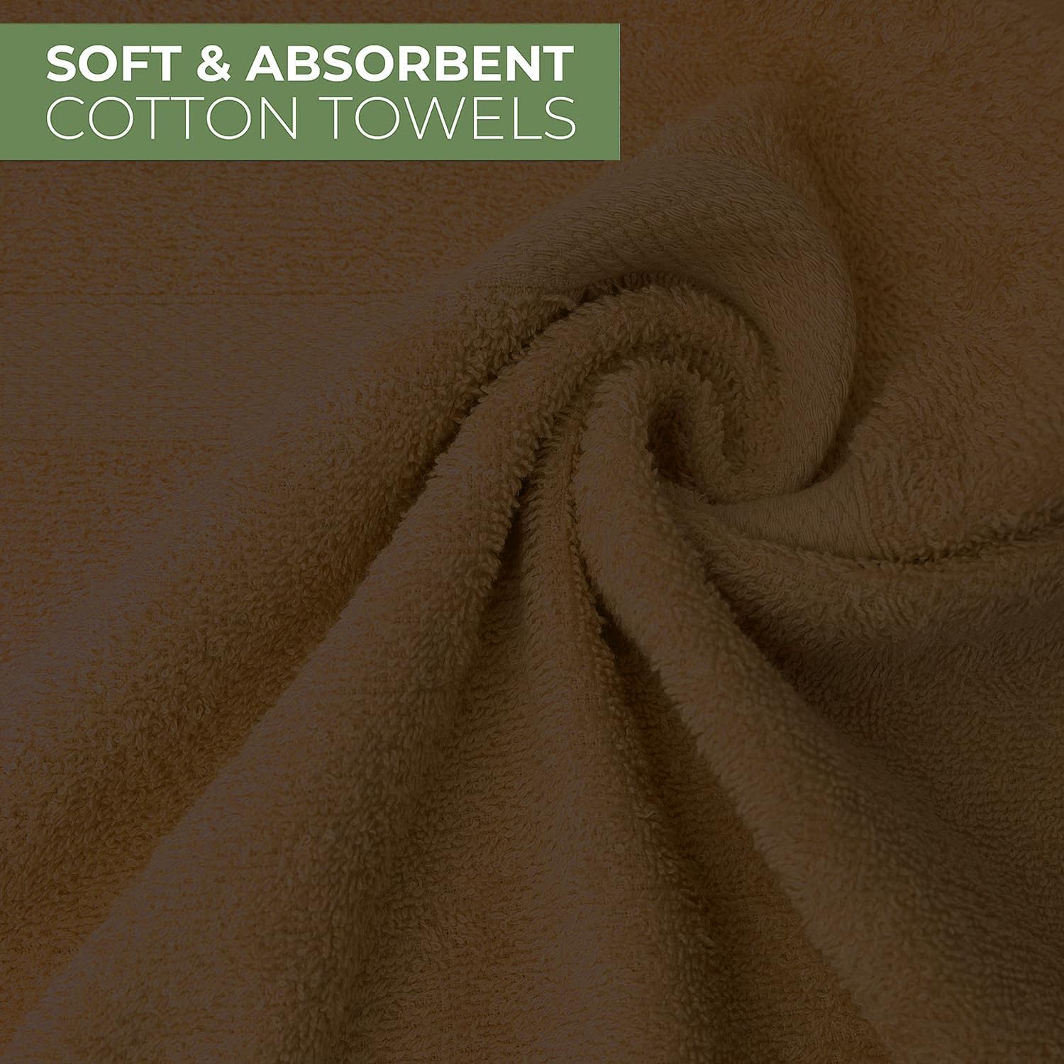 ARC HOME 100 Cotton Bath Towels Pack of 6 Brown