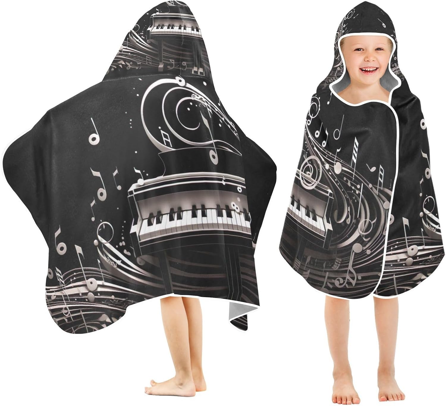 CHIFIGNO Personalized Musical Piano Notes Toddler Baby Bath Towel