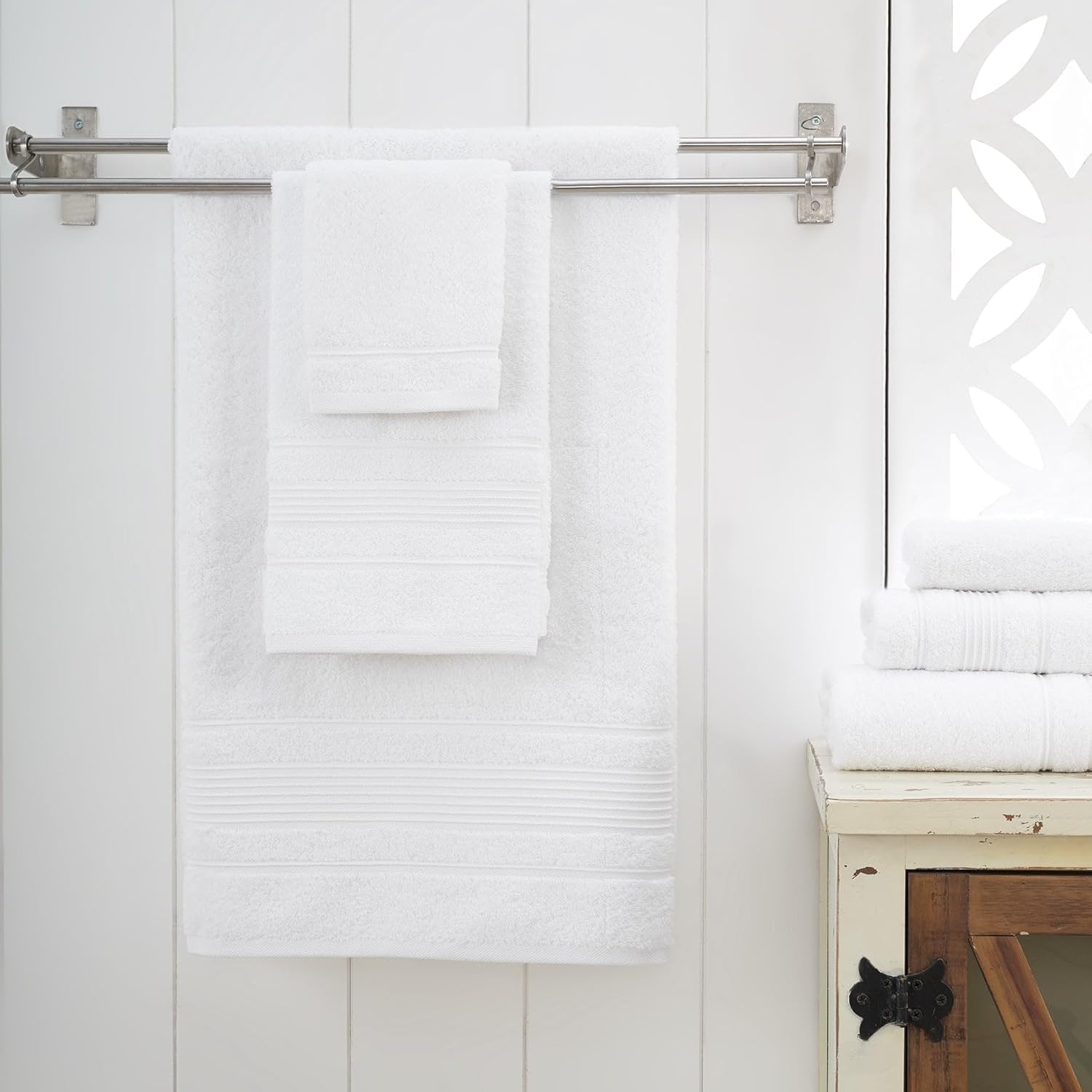 Ephesos Custom Monogrammed Towel Set - 3 Piece Wheat Design with J in Blue