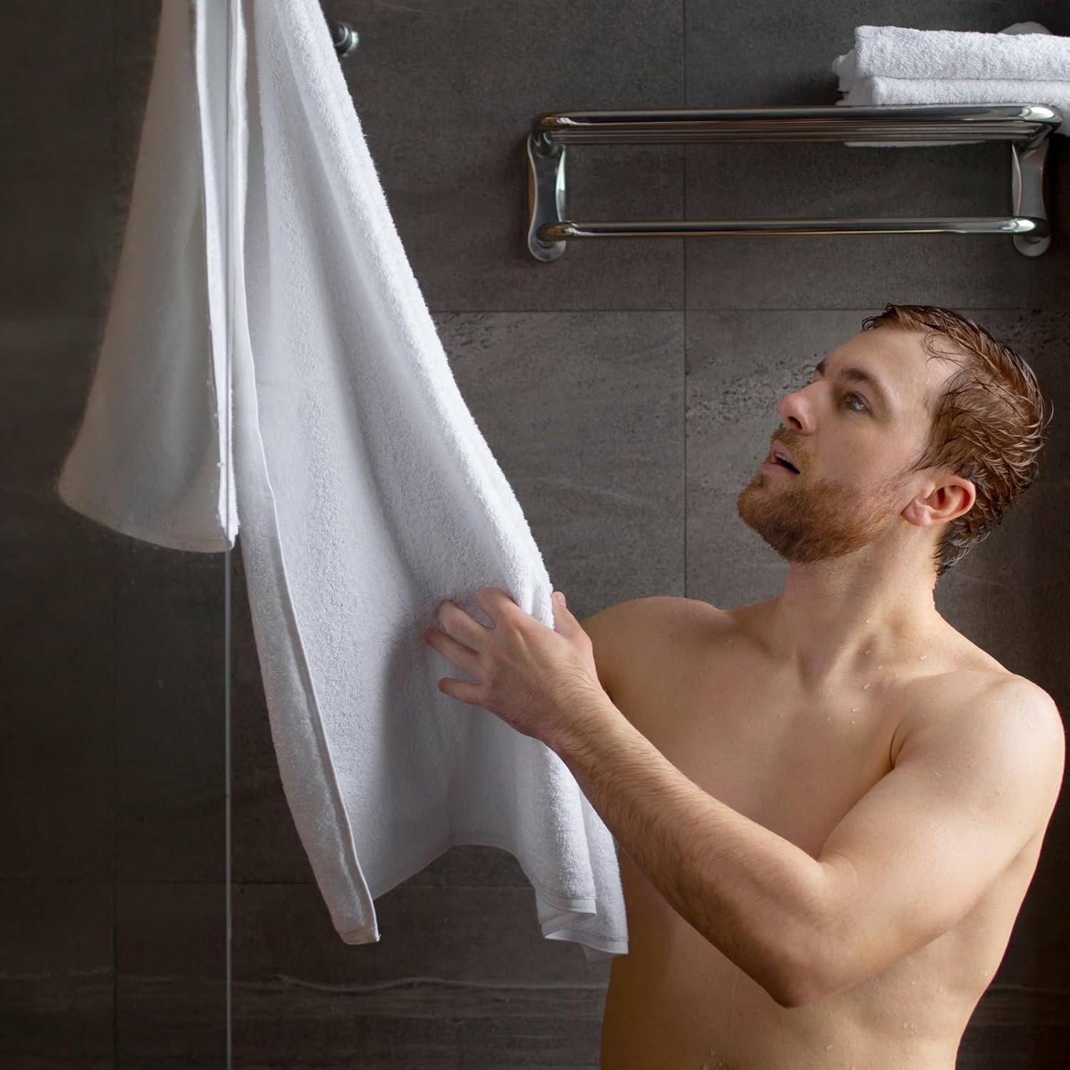 Linteum Textile Supply White Bath Towel Set of 6