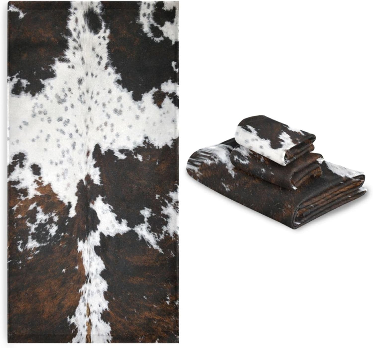 COVASA 3 Piece Cow Print Towel Set
