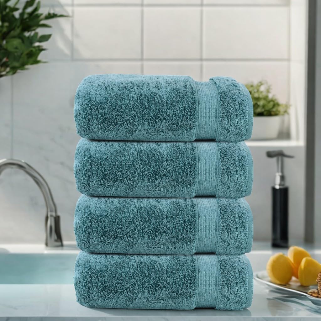 Organix Luxury 4 Pack Bath Towels - 30x60 Inches 100 Cotton