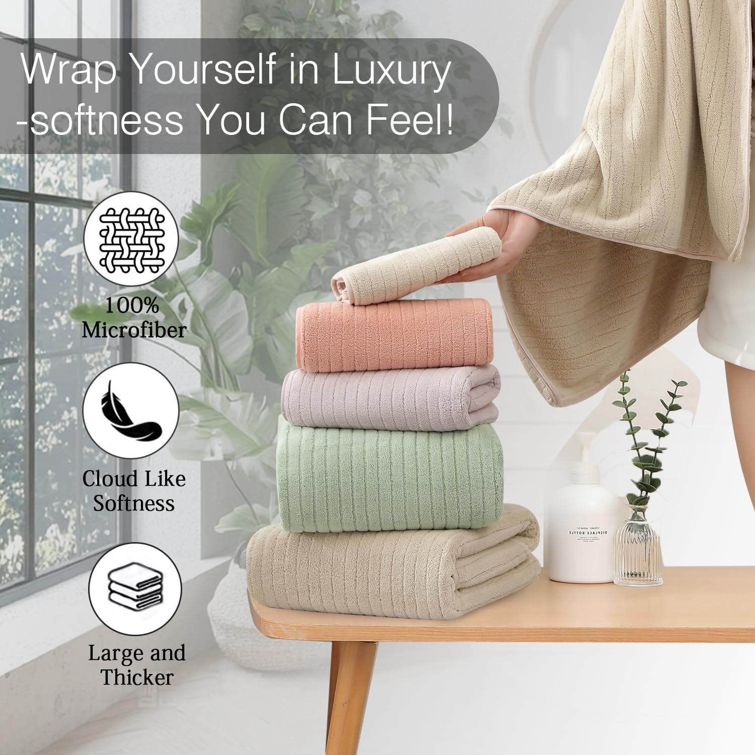 Hailea 18 Piece Family Bath Towel Set - Beige 1