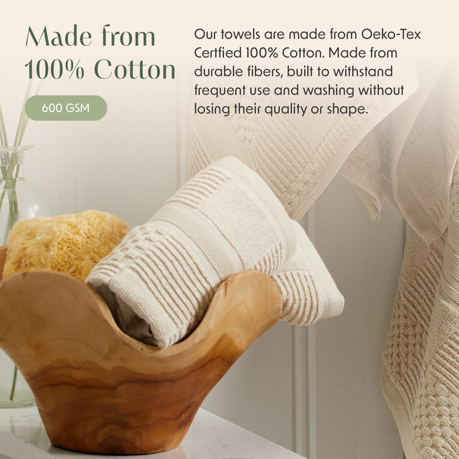 Springtree Home 100 Cotton Bath Towel Set of 4 Beige