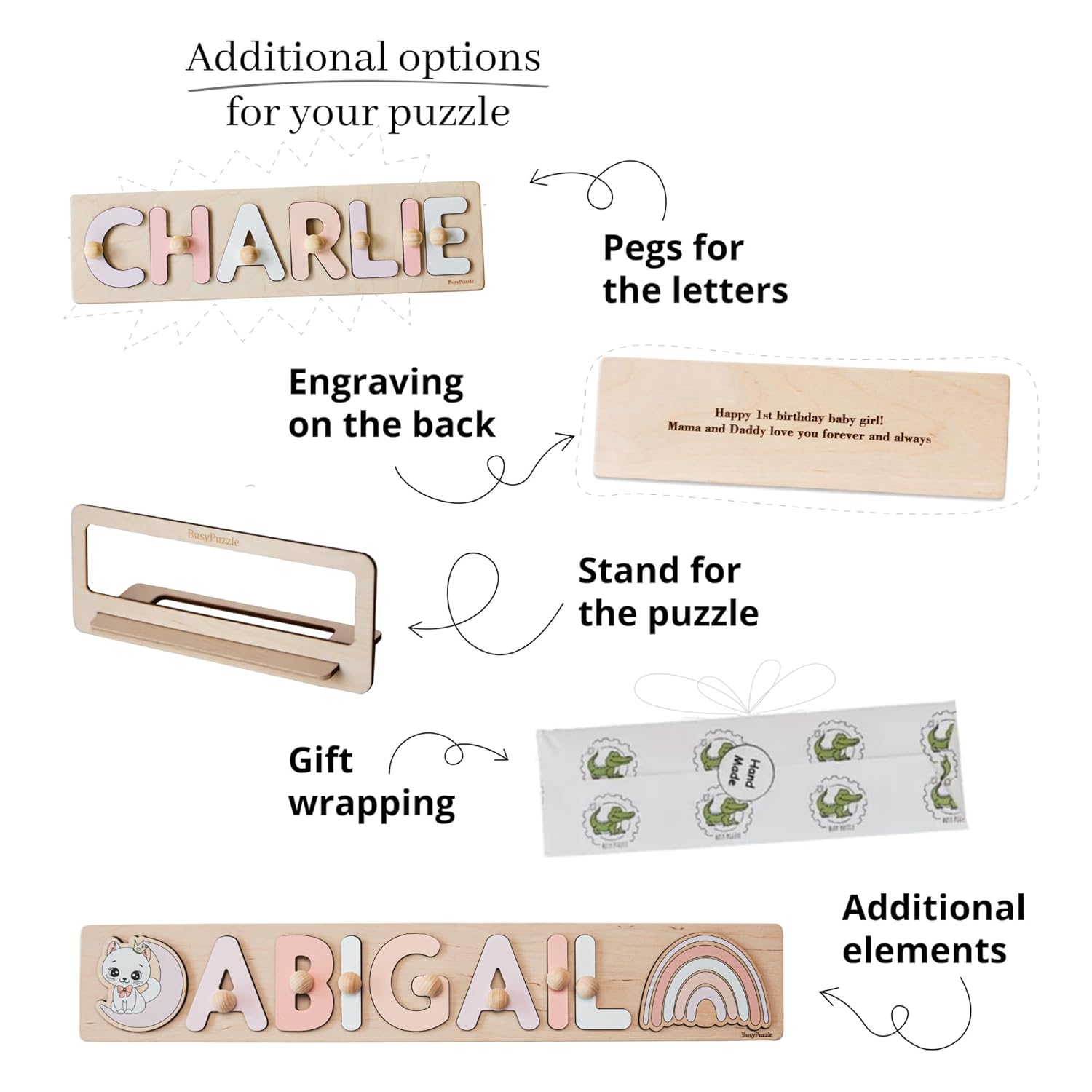 Personalized Wooden Name Puzzle for Baby Girl
