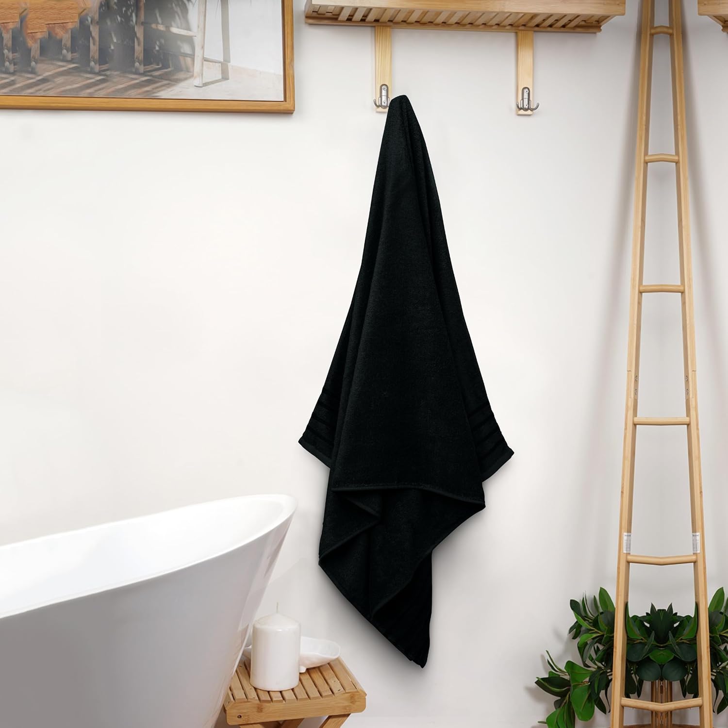 Avalon Towels Set of 4 30 x 60 Inches Soft Bath Towels Black