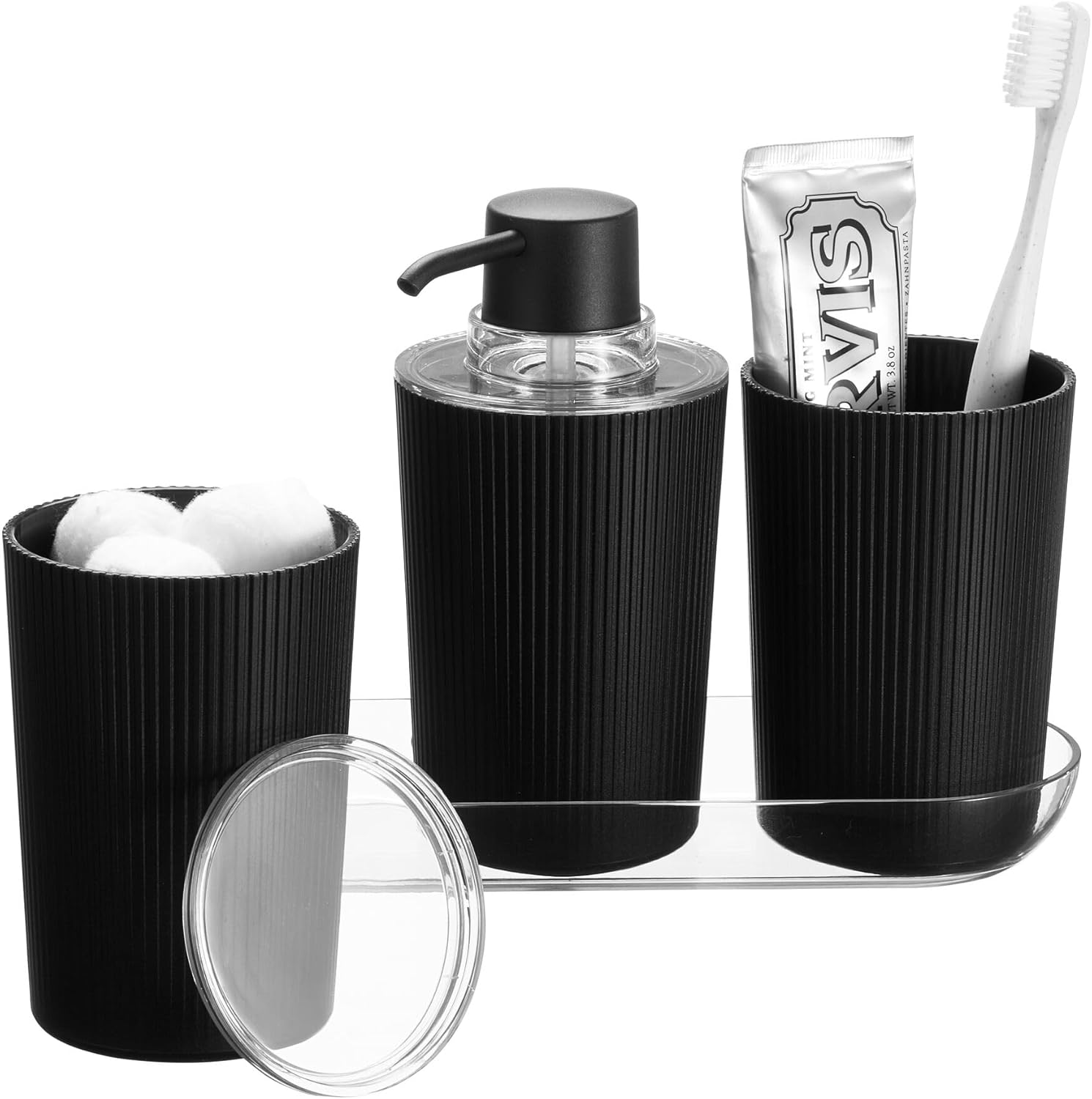 InterDesign iDesign Small Bathroom Storage Canister - BlackClear