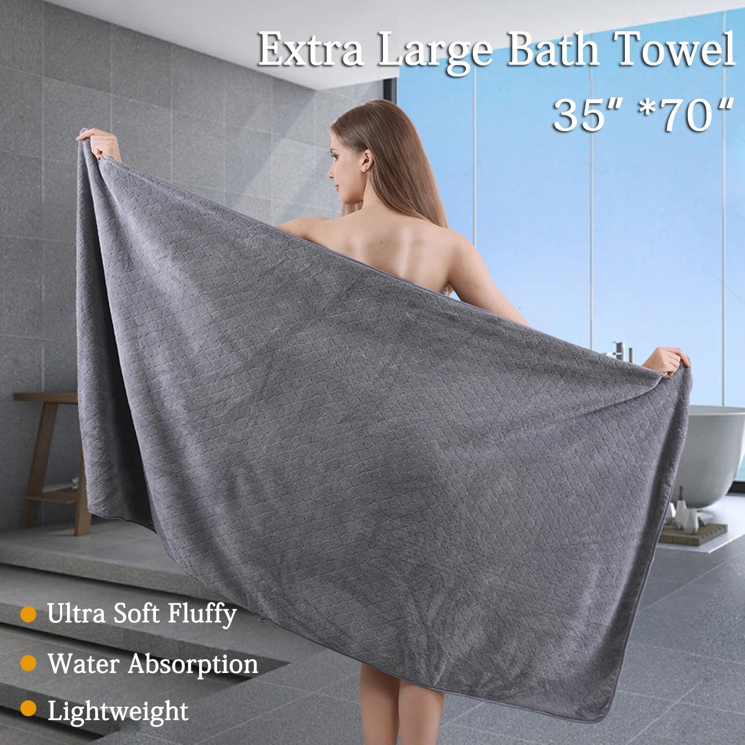 Ycosy 4-Pack Gray Bath Towel Set - 600 GSM Oversized