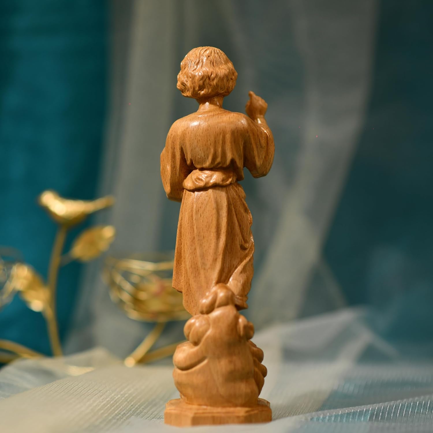 Handmade Baby Jesus Figurine Wooden Religious Decor