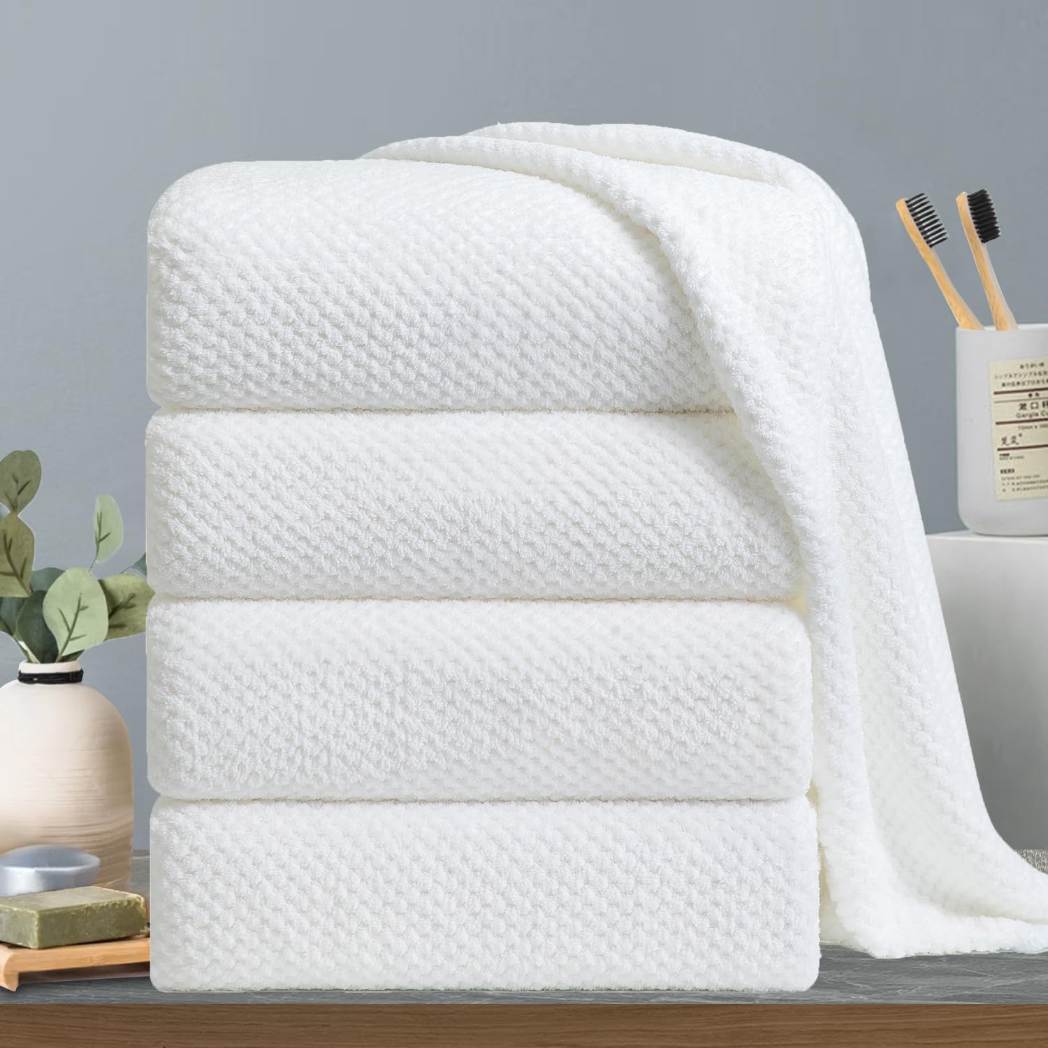 Hailea 4-Pack Extra Large Bath Towels Set 35x70 Inches