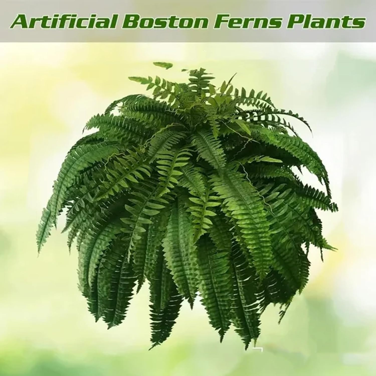 RJDJ UV Resistant Artificial Boston Fern 24 Leaves 1PCS