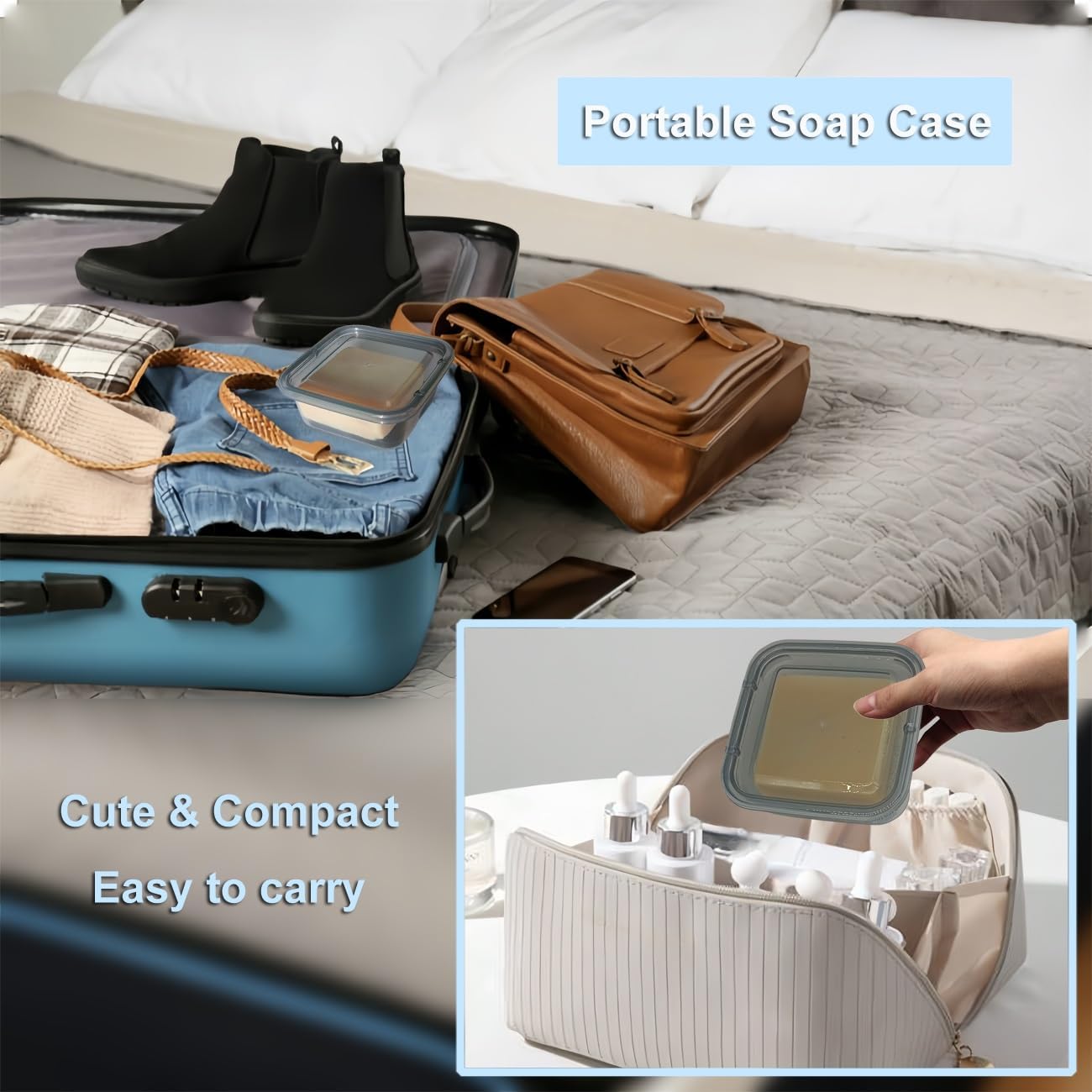 VonPri Square Soap Holder for Dr Squatch Waterproof Travel Case Black