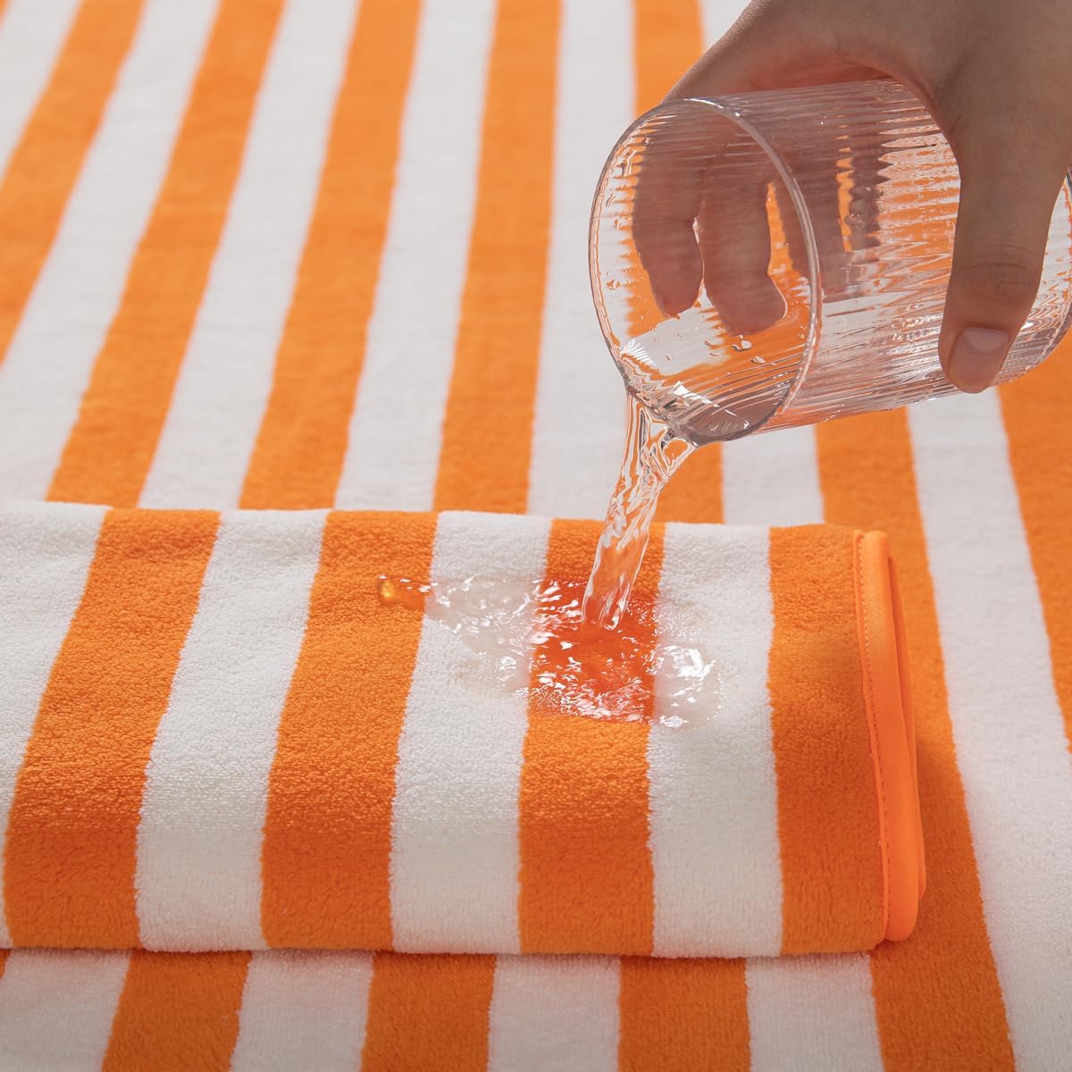 18 Pcs Orange Cabana Stripe Towel Set for Home Spa Gym