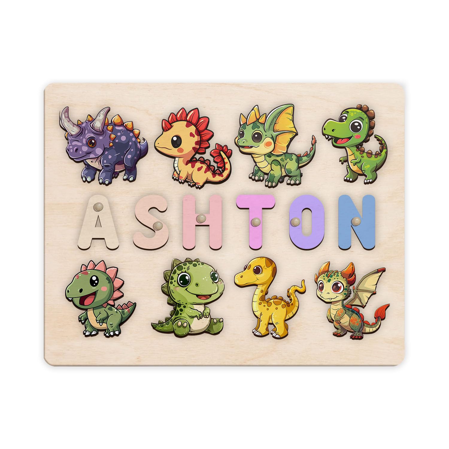 Personalized Wooden Dinosaur Puzzle Montessori Toy 1
