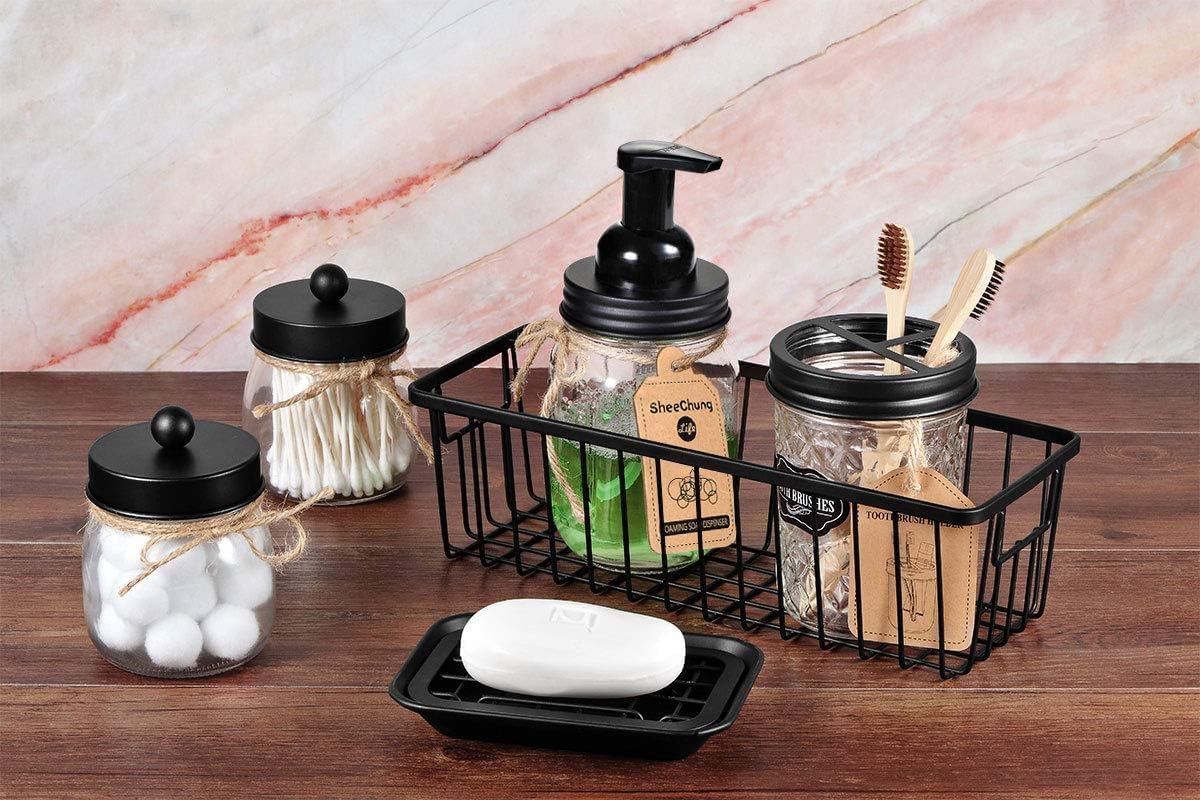 SheeChung Black Metal Soap Dish Tray with Drainage 1