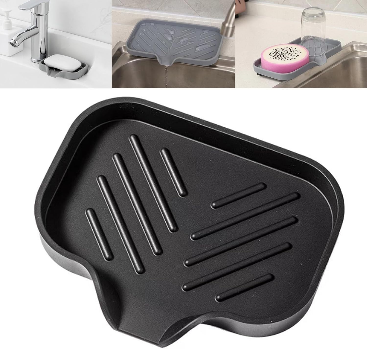 Silicone Soap Drainer with Drain Bar Soap Holder for Shower Counter
