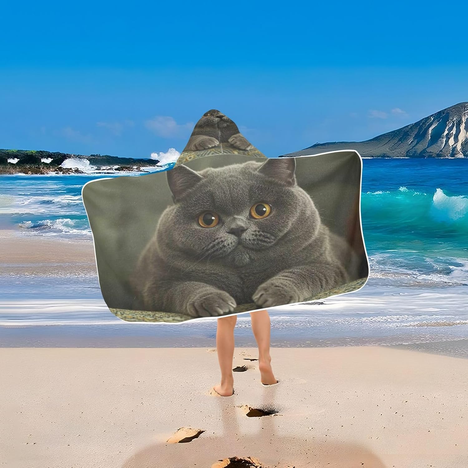 CHIFIGNO Fat British Shorthair Cat Toddler Bath Towel