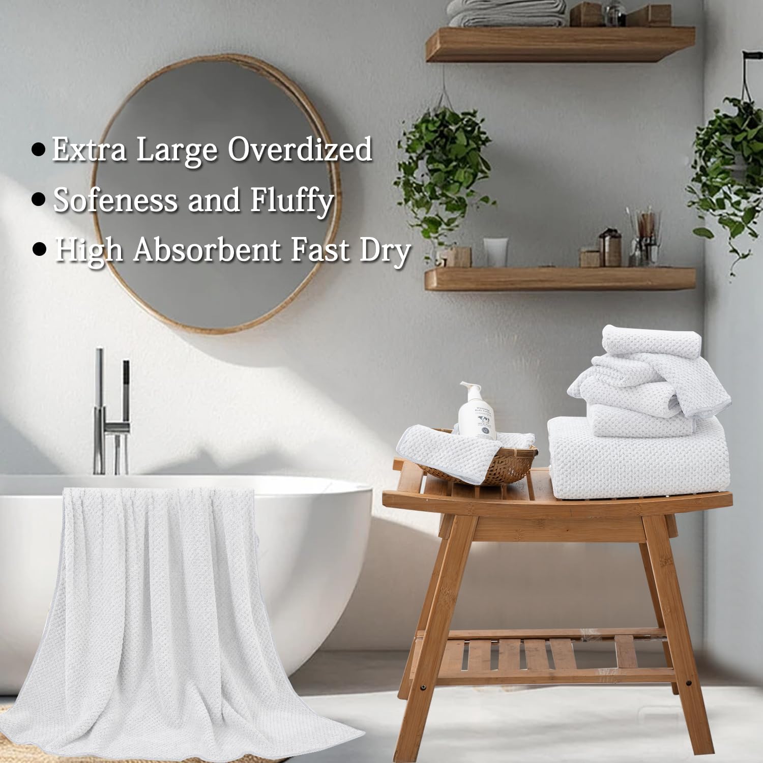 Hailea 4-Pack Extra Large Bath Towels Set 35x70 Inches