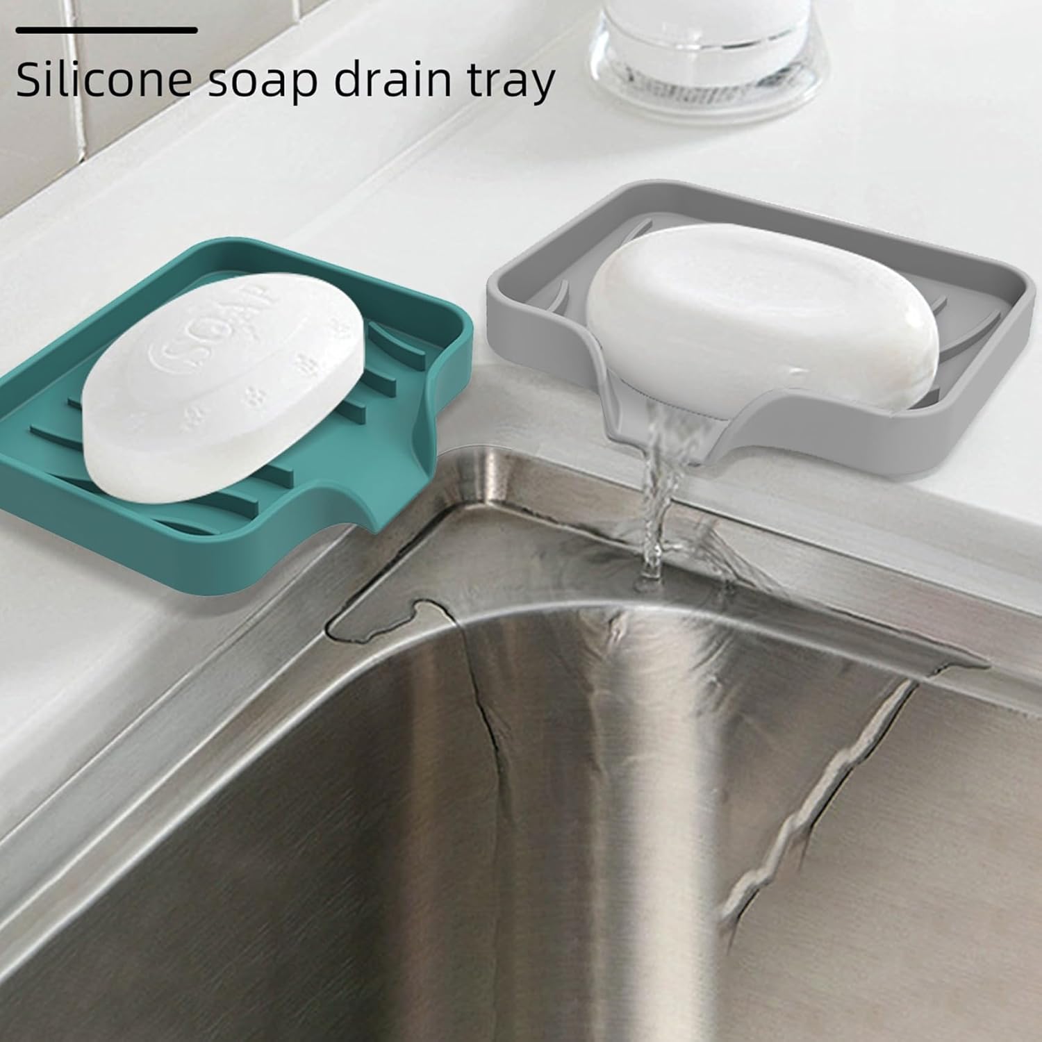 Silicone Soap Dish Self-Draining Holder - Durable Elegant Black
